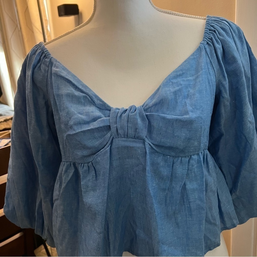 ZARA linen blend knotted top (L) - Picture 5 of 17